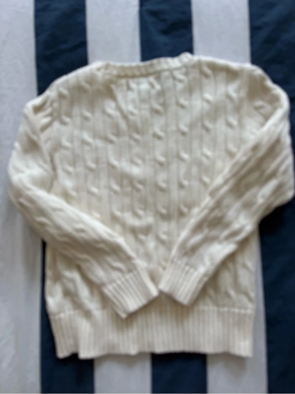 Ralph Lauren Cream Cable Knit Sweater with Embroidered Pony